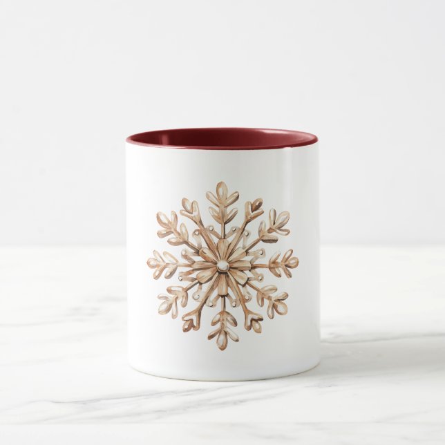 Cream Snowflake Christmas  Mug (Center)
