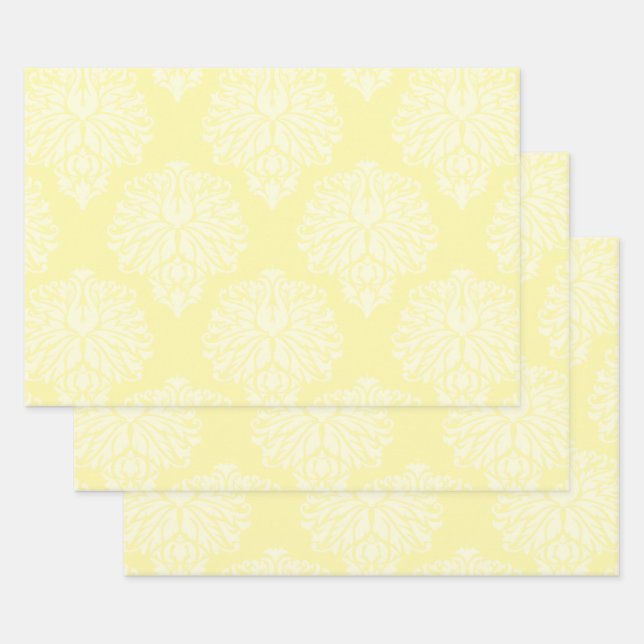Cream Southern Cottage Damask Wrapping Paper Sheet (Set)