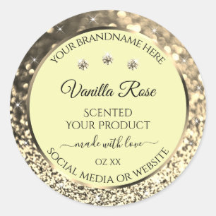 Cream Sparkling Gold Glitter Product Labels Jewels