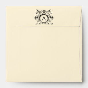 Cream Square Scrollwork Monogrammed Envelopes