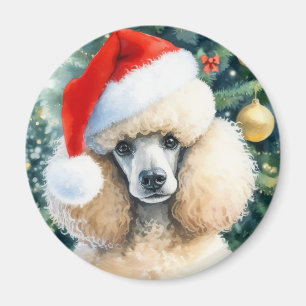 Cream Standard Poodle Watercolor Christmas Magnet
