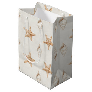 Cream Starfish Shells Beach Wedding Medium Gift Bag
