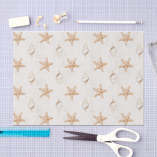 Cream Starfish Shells Beach Wedding Tissue Paper