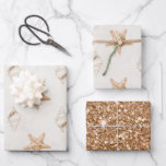 Cream Starfish Shells Beach Wedding Wrapping Paper Sheet<br><div class="desc">Cream Starfish Shells Beach Wedding</div>