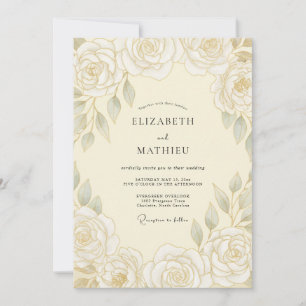 Cream Stately Spring Wedding Invitation