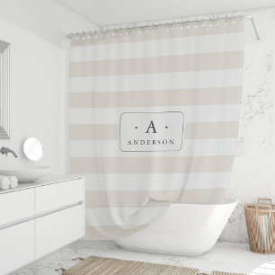 Cream Stripe Family Name & Monogram