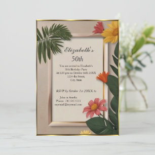  Cream Summertime 50th Birthday Party  Invitation