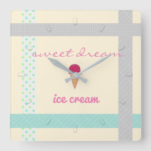 Cream Sweet Dreams Ice Cream Wall Clock