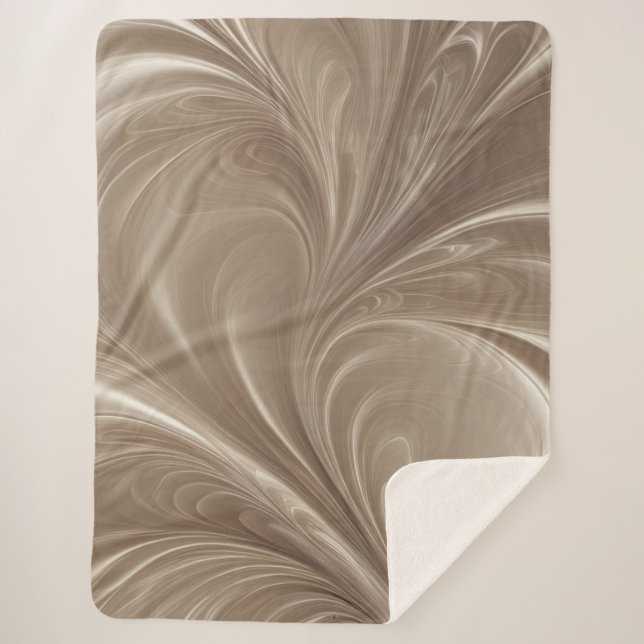Cream Swirl - Soft Beige Abstract Flowing Design Sherpa Blanket (Front)