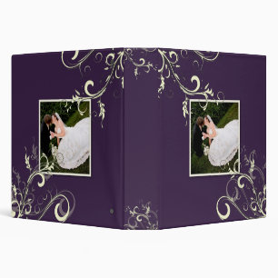 Cream Swirls, Plum Wedding Binder Photo