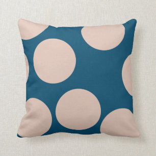 Cream Tan Polka Dots On Ocean Blue Throw Pillow