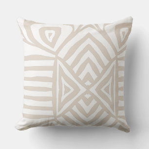 cream tan Tribal Maze Mud Cloth Pattern African Throw Pillow