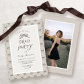 Cream Taupe Coquette Bow Grad Party Invitation