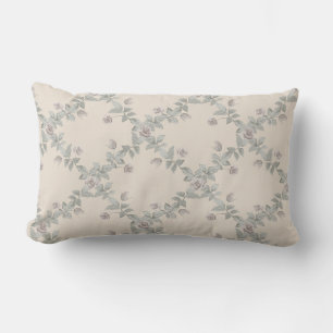 Cream Taupe Rose Sage Trellis Pattern Lumbar Pillow