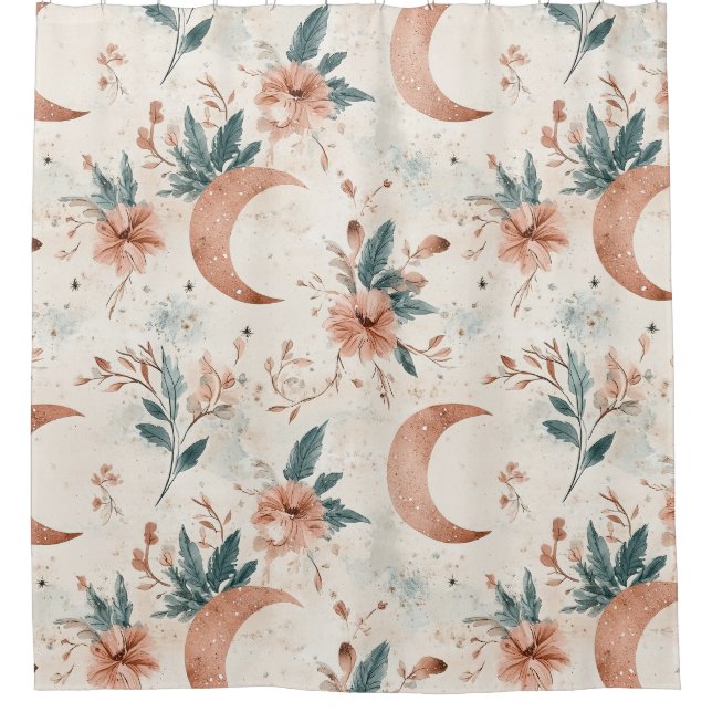 Cream Terracotta Crescent Moon Floral Celestial (Front)