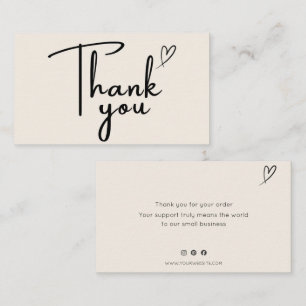 Cream Thank You Card Social Icons Small Business