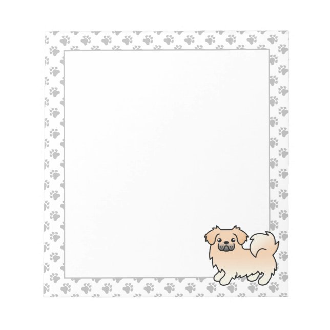 Cream Tibetan Spaniel Cute Cartoon Dog Notepad (Front)