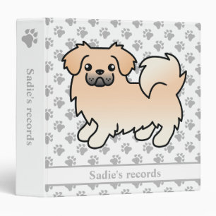 Cream Tibetan Spaniel Cute Cartoon Dog & Text Binder