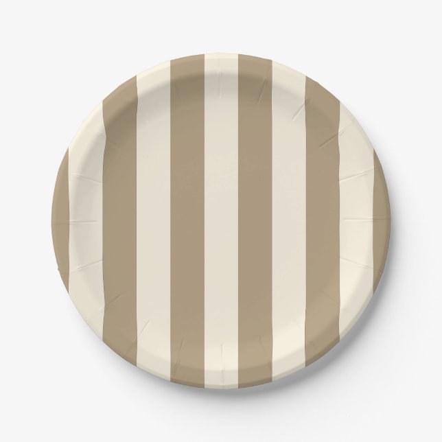 Cream Tofu Khaki Oyster Stripe Paper Plate (Front)
