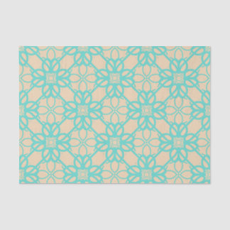 Cream Turquoise Modern Prairie Garden Folk Lattice Tissue Paper