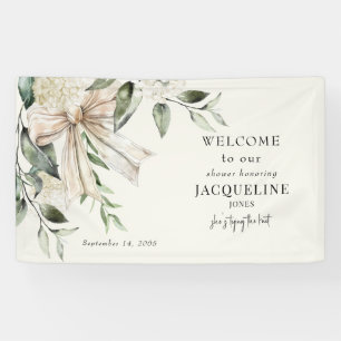 Cream Tying the Knot Bow Hydrangea Shower Welcome Banner