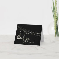 Cream Typography 32 Black String Lights Thank You