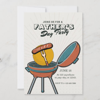 Cream Vintage Father's Day Grill Party Invitation