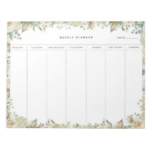 Cream Watercolor Floral Weekly Planner