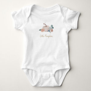 Cream watercolor pumpkin floral baby shower bodysuit