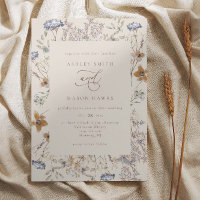 Cream Watercolor Wildflowers Calligraphy Wedding