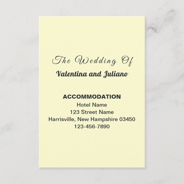 Cream Wedding Accommodation Portrait Enclosure Card (Front)