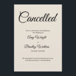 Cream Wedding Cancelled Announcement Card<br><div class="desc">Here's a simple card to notify your guests if it's become necessary to announce that your wedding has been called off. Use the template fields to add your personal details and make this elegant, minimalist design your own. The cream background can be changed to any colour you prefer. All fonts...</div>