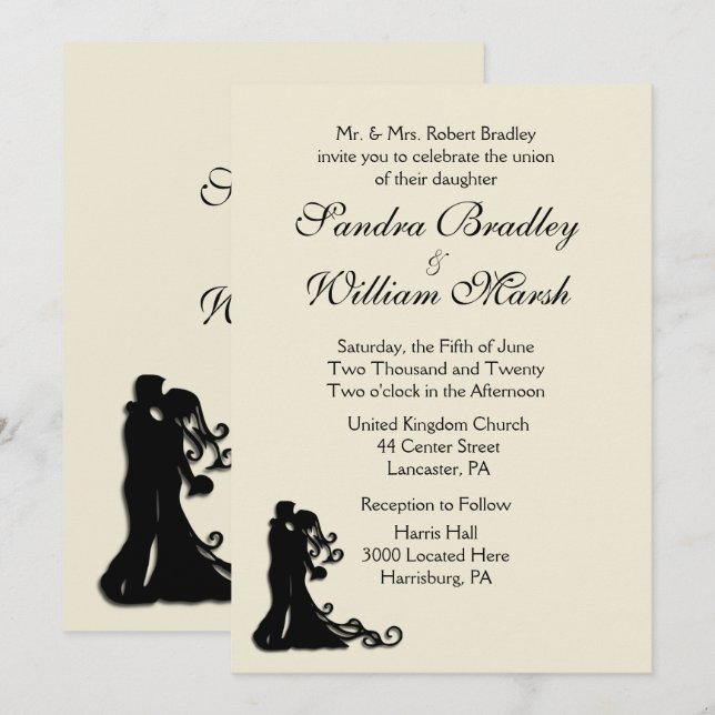 Cream Wedding Invitation (Front/Back)