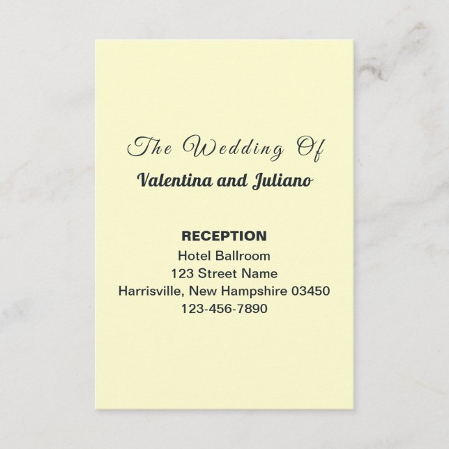Cream Wedding Reception Portrait Enclosure Card (Front)
