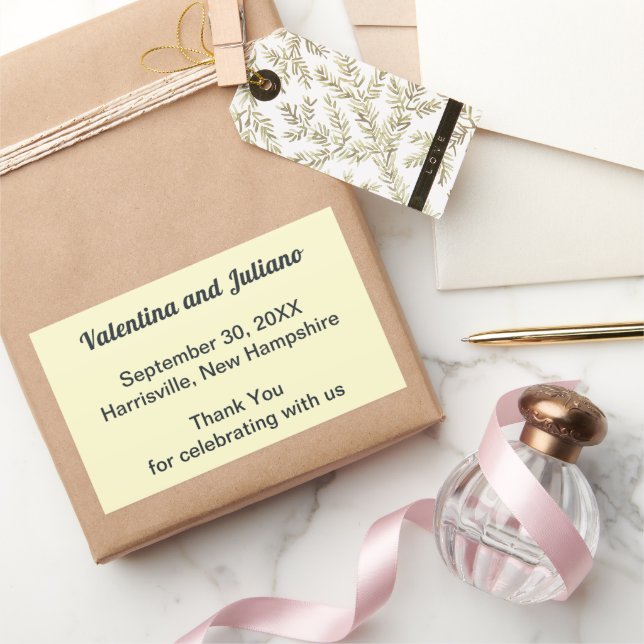 Cream Wedding Rectangle Favour Sticker (Gifting)