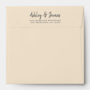 Cream Wedding Return Address Square Envelope