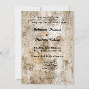 Cream White Abstract Wedding Invitation