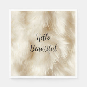 Cream White Animal Fur Napkin
