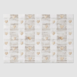 Cream White Beige Boho Hearts Bridal Shower Tissue Paper