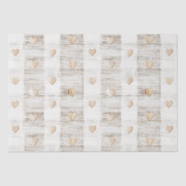 Cream White Beige  Boho Hearts Bridal Shower  Tissue Paper (Front)