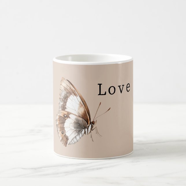 Cream White Butterfly Coffee Mug (Center)
