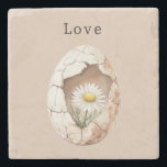 Cream White Daisy Floral Egg Stone Coaster<br><div class="desc">Cream White Daisy Floral Egg</div>