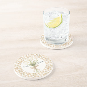 Cream White Faux Basket Weave Coaster