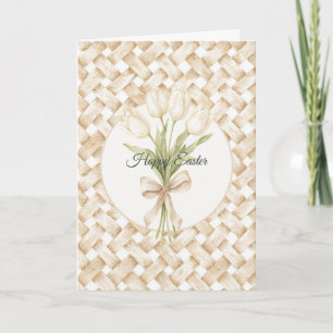 Cream White Faux Basket Weave Easter Card