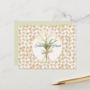 Cream White Faux Basket Weave Postcard