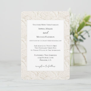 Cream White Faux Lace Wedding Invitation
