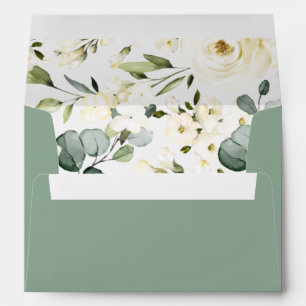 Cream White Floral Wedding Invitation Envelope