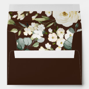 Cream White Floral Wedding Invitation Rustic Wood Envelope