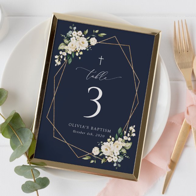 Cream White Flowers, Boho, Baptism Table Numbers (Creator Uploaded)