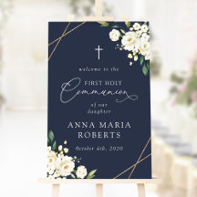 Cream White Flowers, First Holy Communion Welcome